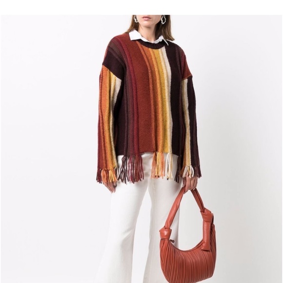 NWT Golden Goose Color Blocked Frayed Jumper Sweater Mixed Alpaca Wool